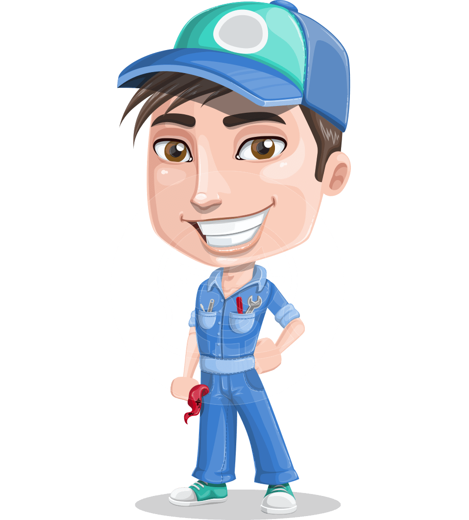 Cute Mechanic Boy Cartoon Vector Character AKA Ashton the Mechanic